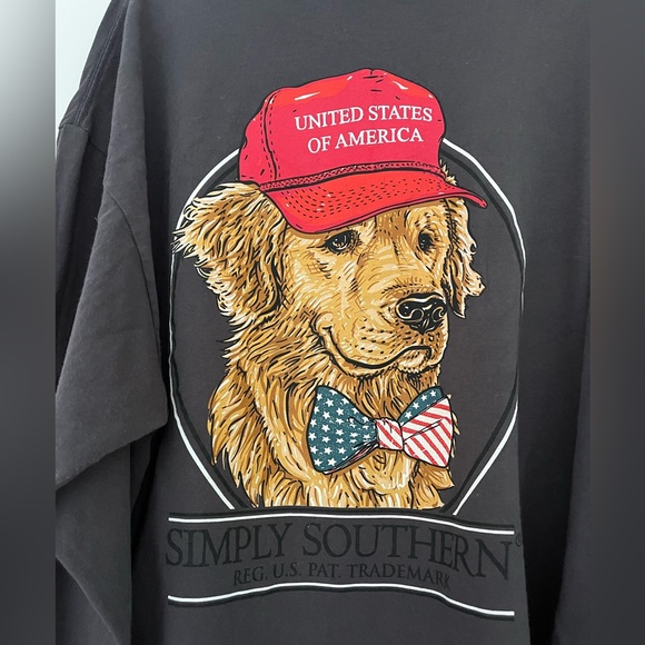 Simply Southern Patriotic Dog Red Hat United States of America Shirt Top Sz XXL - Picture 4 of 10